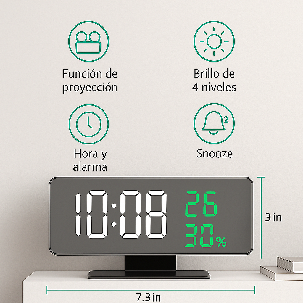 RELOJ CON PROYECCIÓN LED + Envío GRATIS